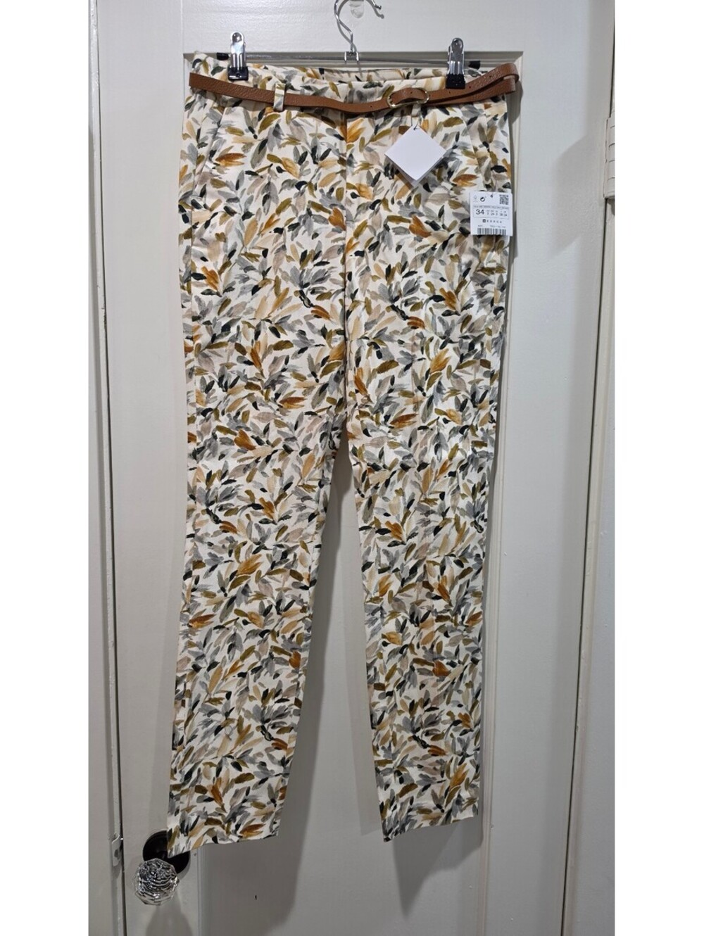 Zara Basic Collection Women's Floral Print Pants Size 2 with Belt